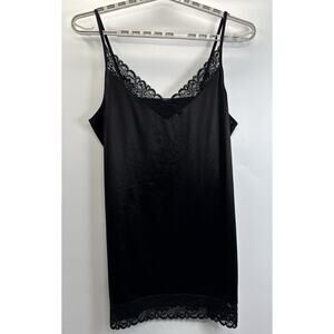 Involand Black Satin Lace Slip Dress 22W Plus Size Lingerie Chemise Y2K Goth